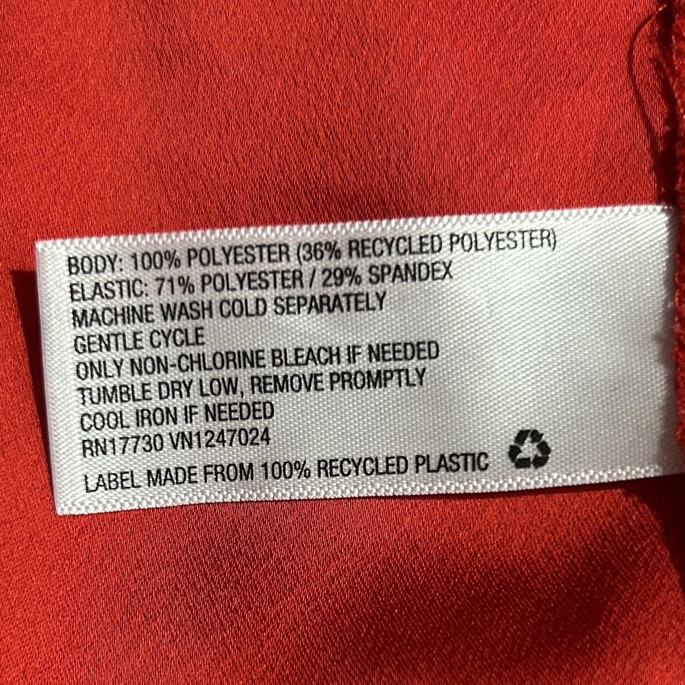 LA LIGNE Red Midi Dress sz L Smocked Bodice Balloon Sleeve Minimalist Workwear - Picture 10 of 12